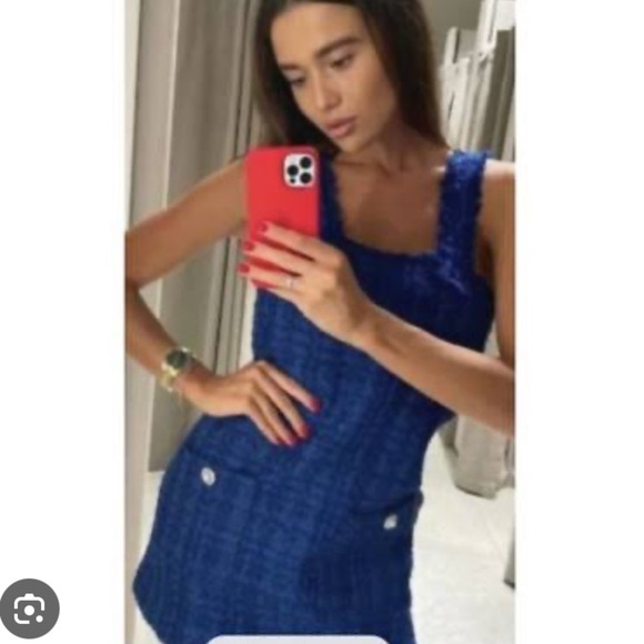 Zara Textured Pinafore Dress Small New without tag - Picture 5 of 6